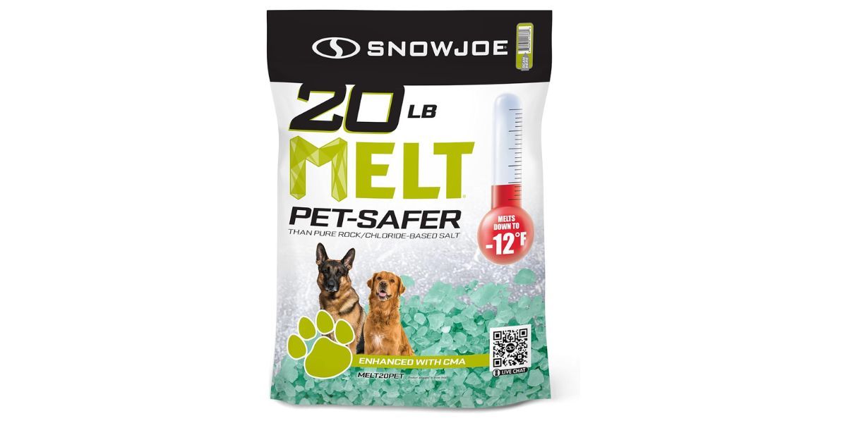 A bag of pet-friendly ice melt pellets