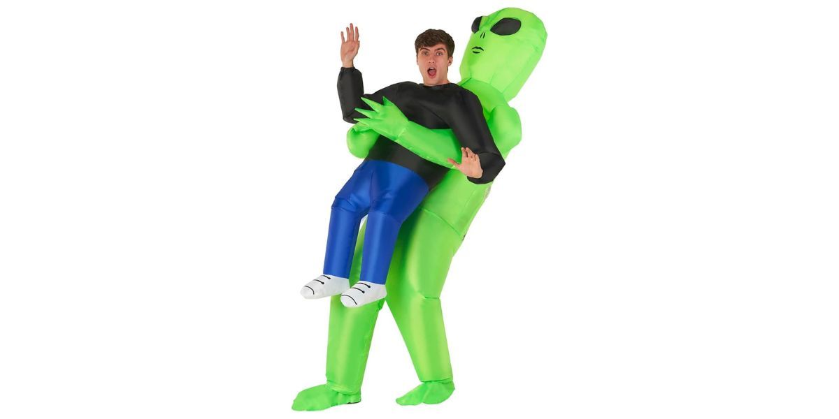 man wearing Inflatable Alien Costume