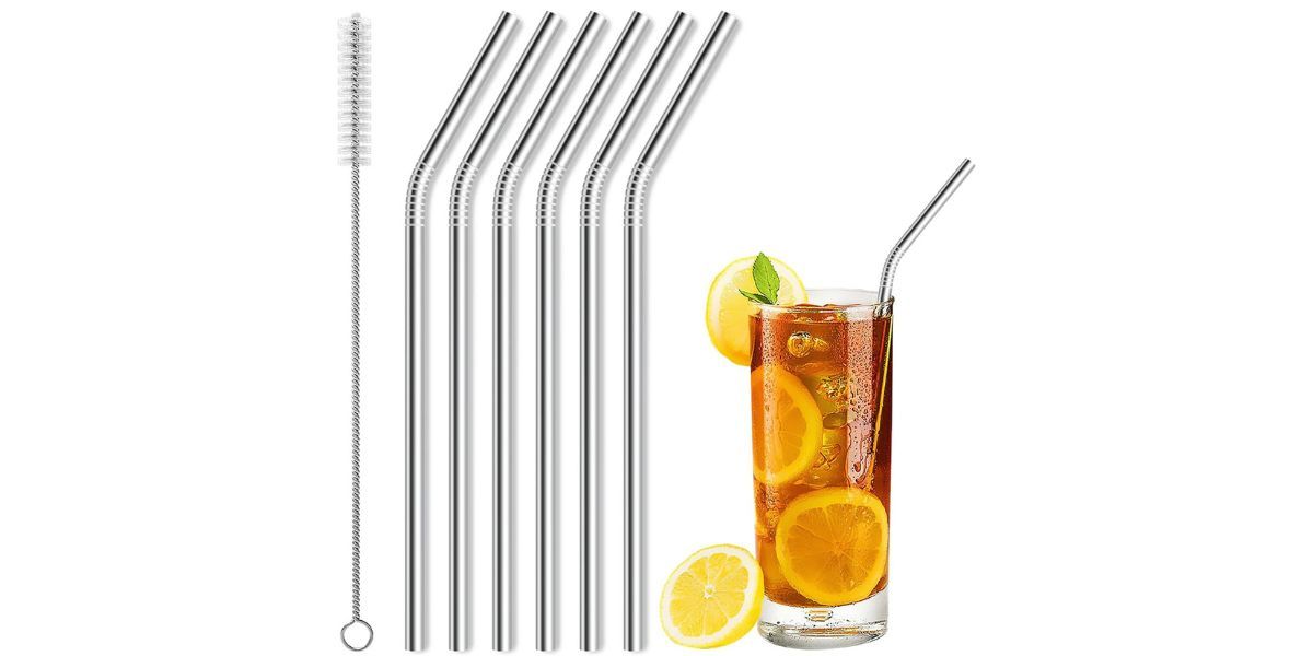 Acerich 6 Pcs Stainless Steel Straws