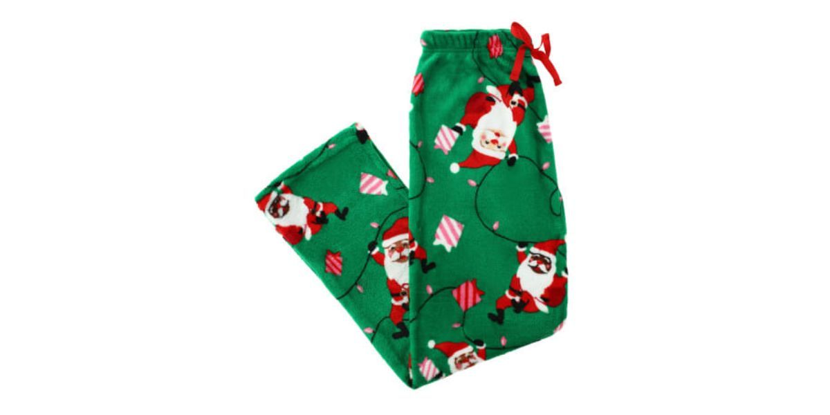 Green Santa Holiday Plush Lounge Pants