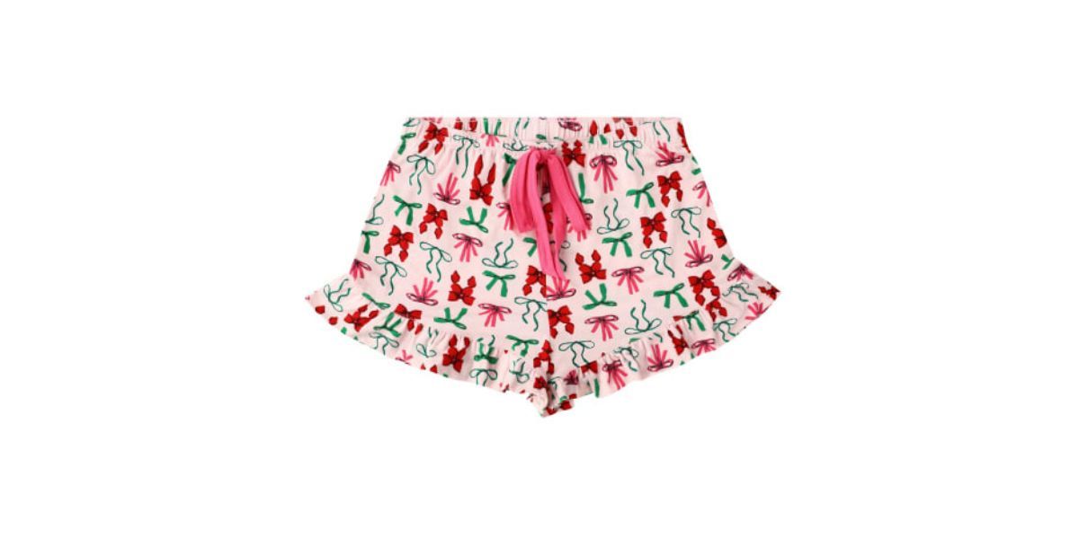 Christmas Ruffle-Trim Pajama Shorts