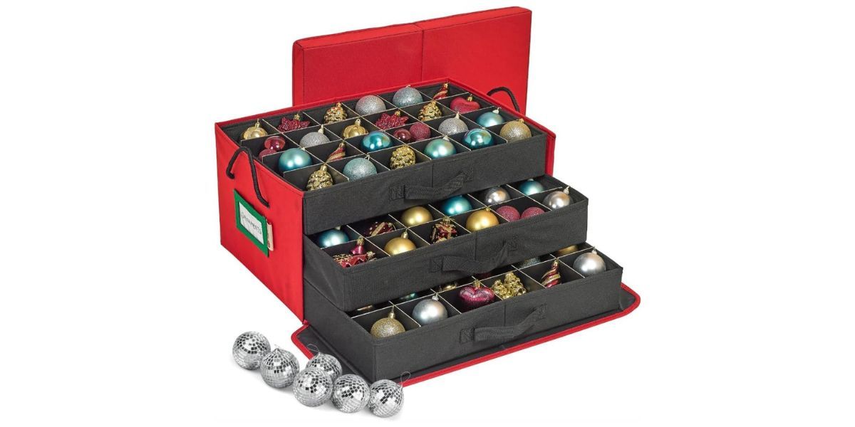 HOLDN' STORAGE Christmas Ornament Storage Container Box with Dividers