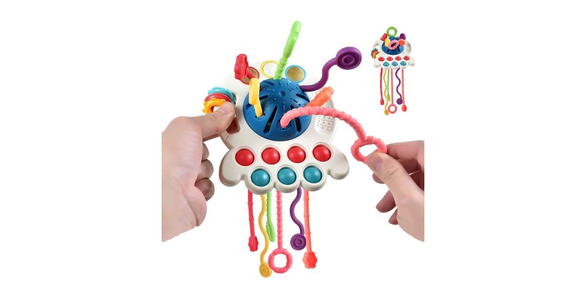 Montessori Sensory Pull Toy on white background