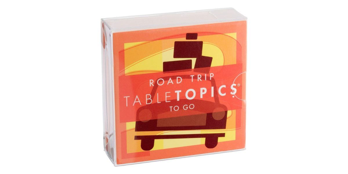 road trip board game in orange box on white background