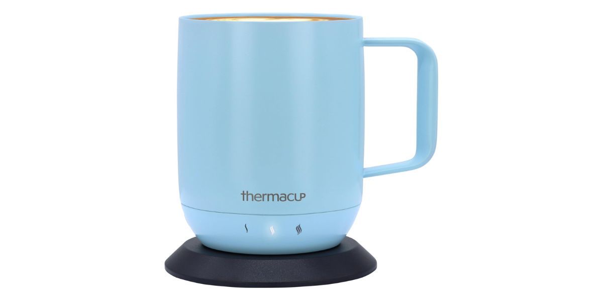 blue coffee mug on white background