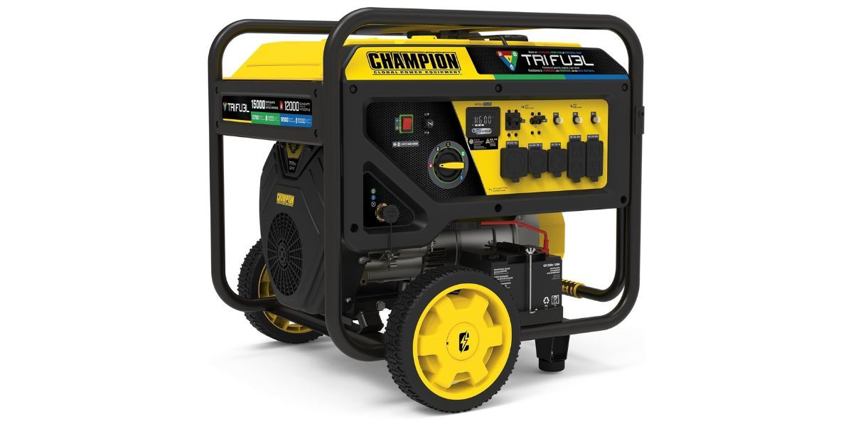 black and yellow generator on white background