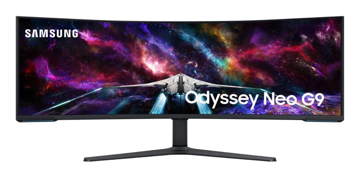 curved gaming monitor on white background