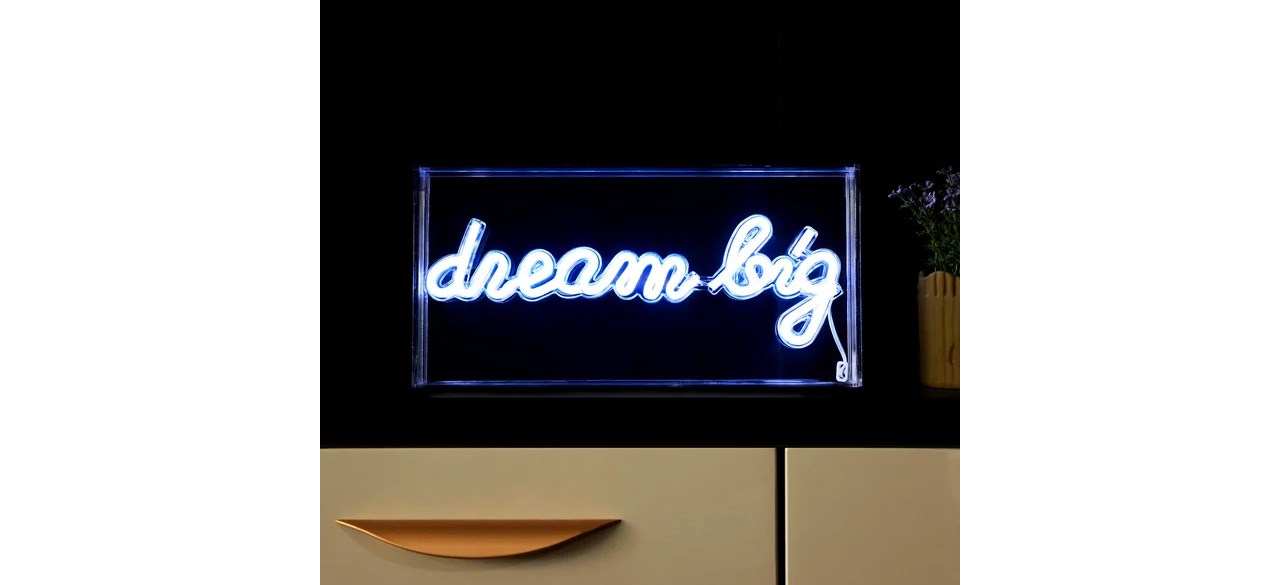 Urban Shop LED Neon Dream Big Clear Acrylic Box