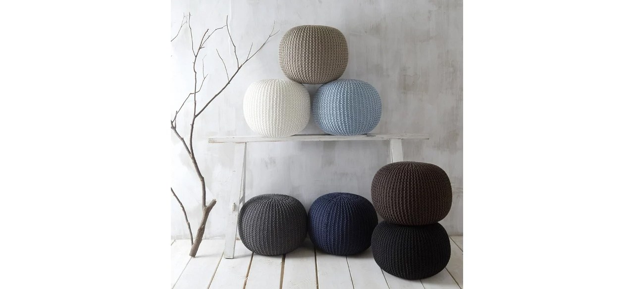 Urban Shop Round Knit Pouf