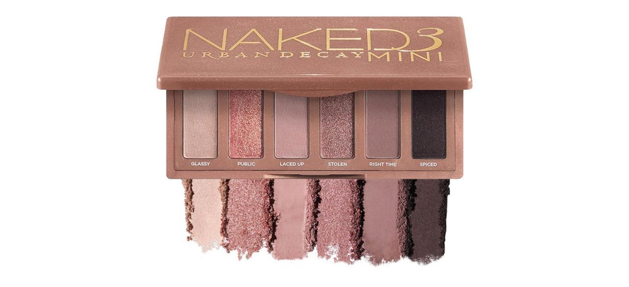 Urban Decay Naked 3 Mini, Soft Pink Neutral Eyeshadow Palette on white background