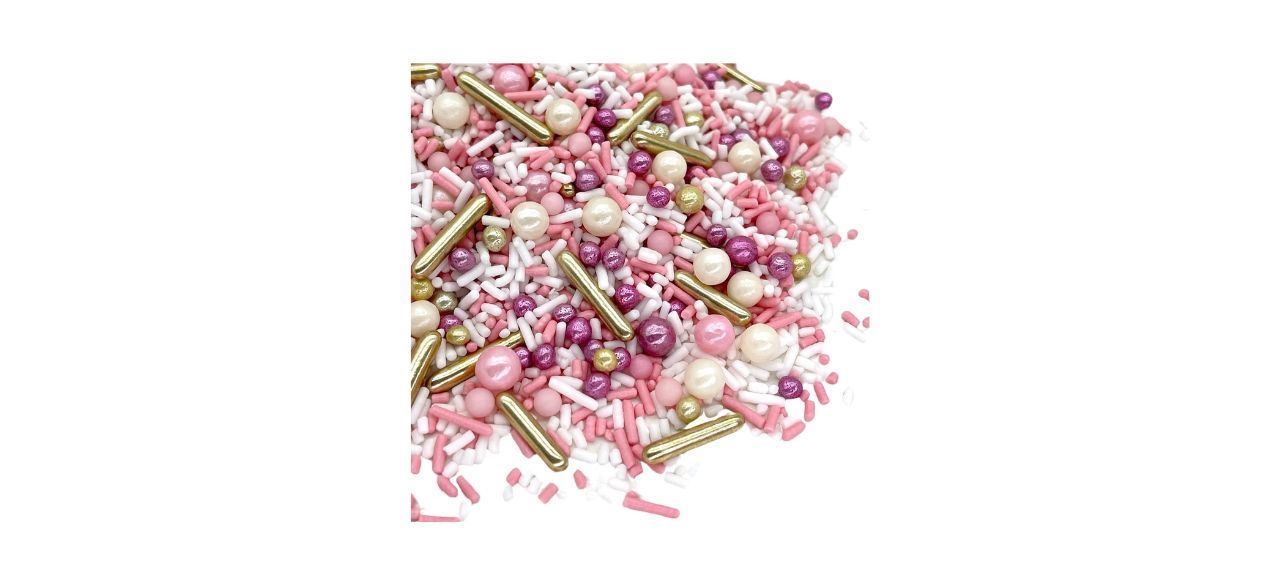 Pink, white and gold edible sprinkles mix
