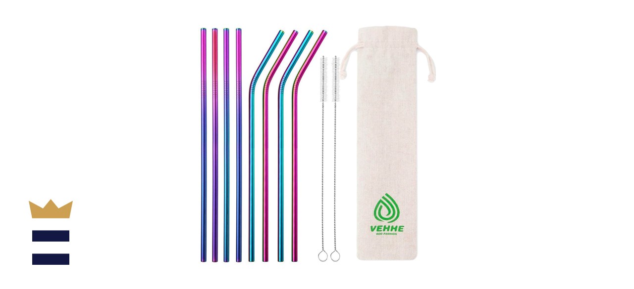 Ello Impact BPA-Free Plastic Reusable Straws with Cleaning Brush