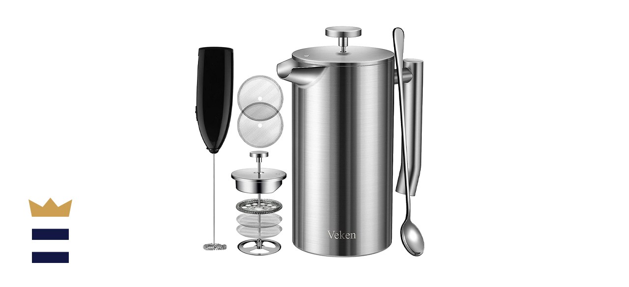 Veken French Press Double-Wall Stainless Steel Coffee & Tea Maker