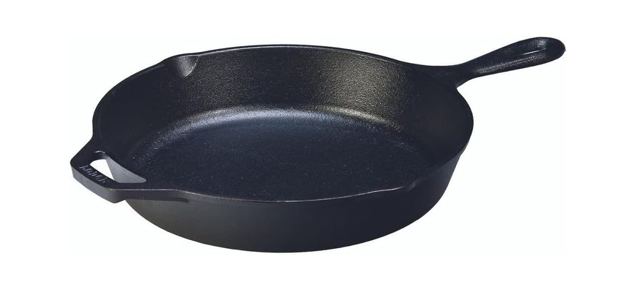 Lodge 10.25-Inch Cast Iron Skillet on white background with teardrop handle