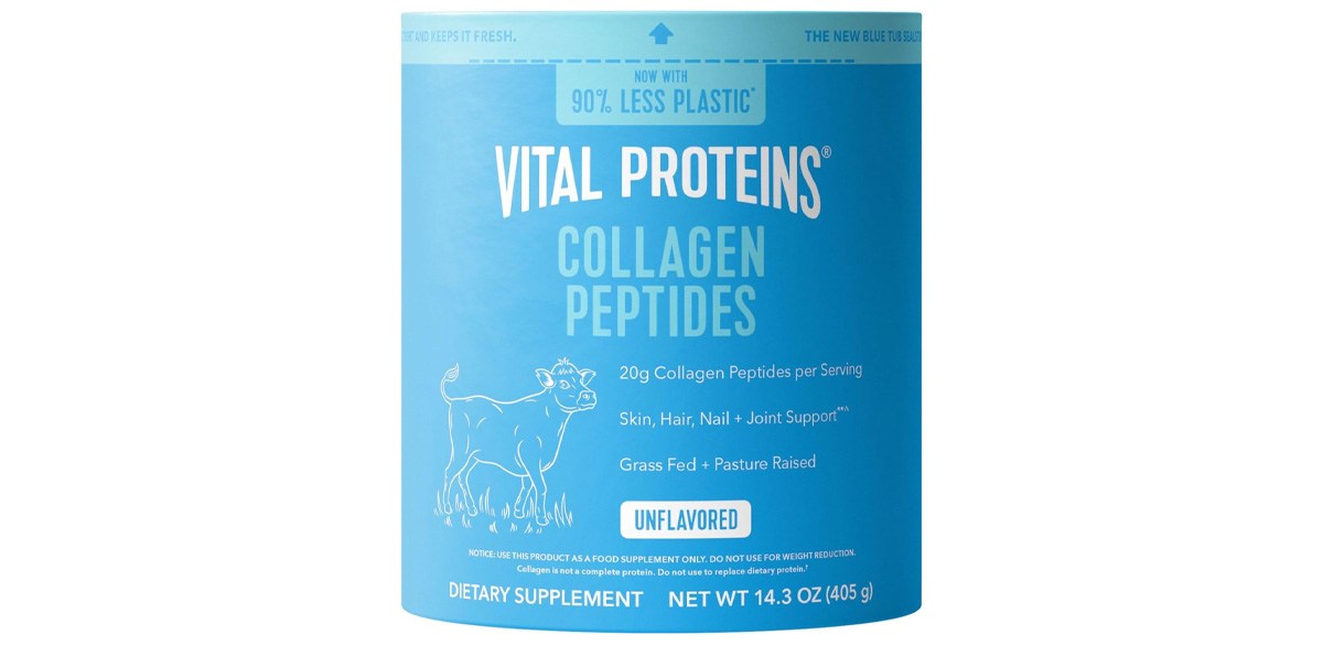 Vital Proteins Collagen Peptides Powder - Grass Fed Collagen Peptides for Hair Nail Skin Bone & Joint Health Unflavored 14.3oz on white background