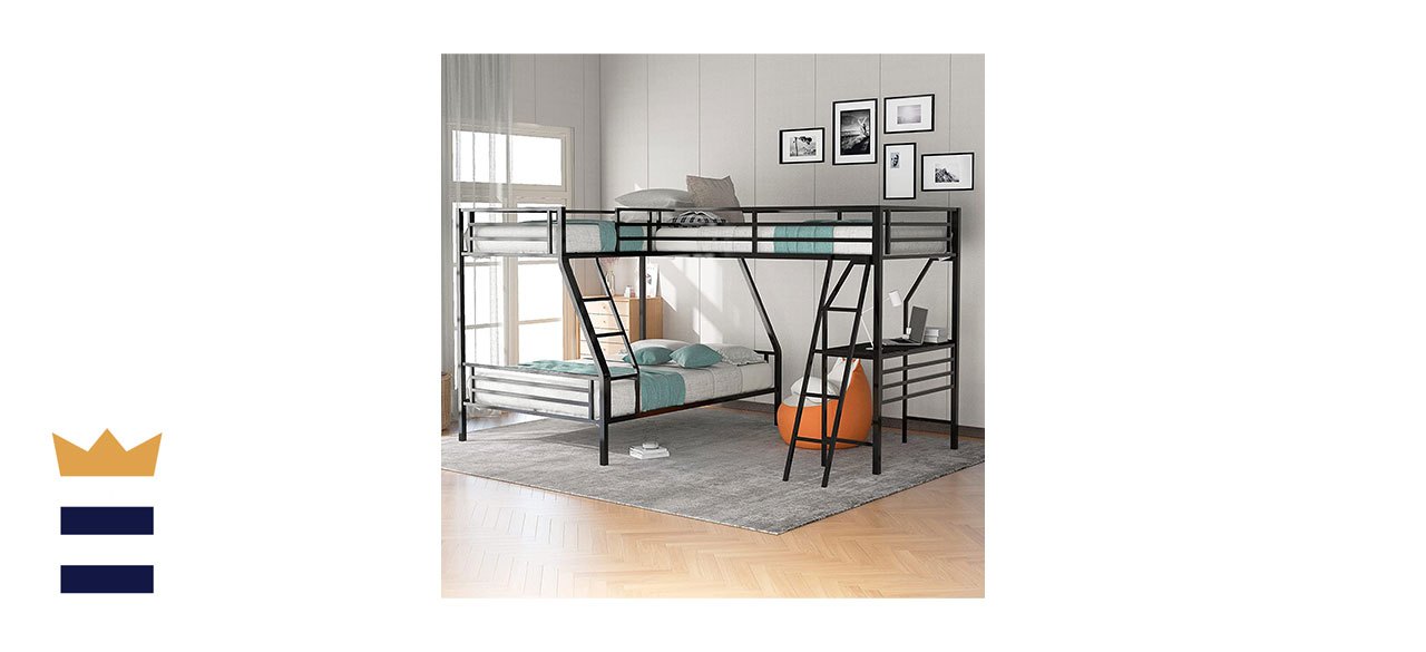 VOGU Metal L-Shaped Bunk Bed with Loft