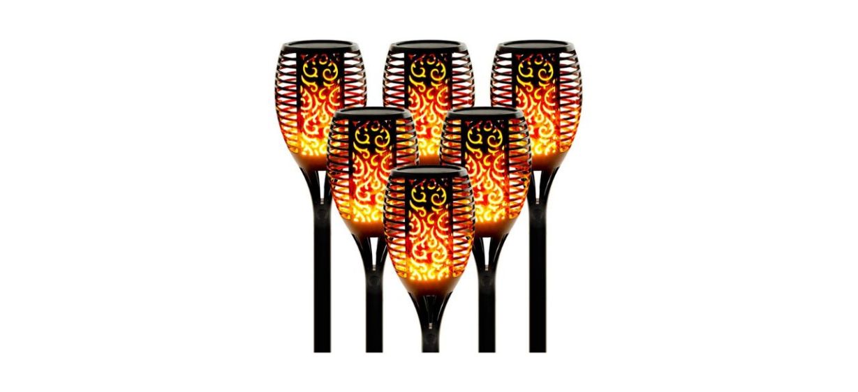 Walensee Large Solar Tiki Torches, Set of 6