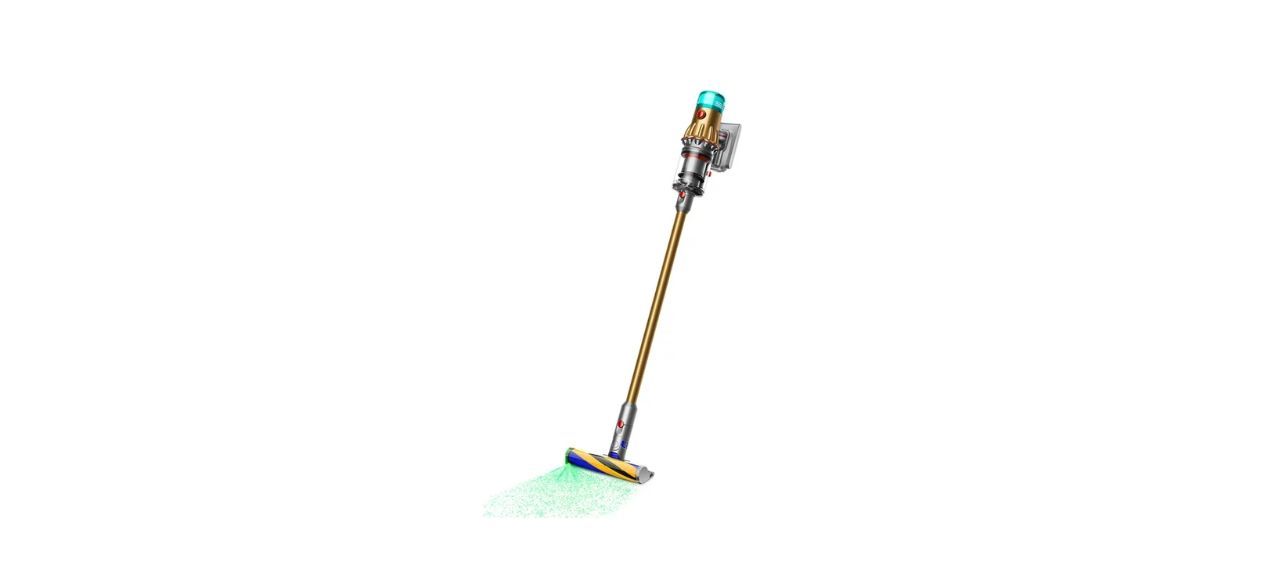 Dyson V12 Detect Slim Absolute cordless vacuum cleaner in gold on white