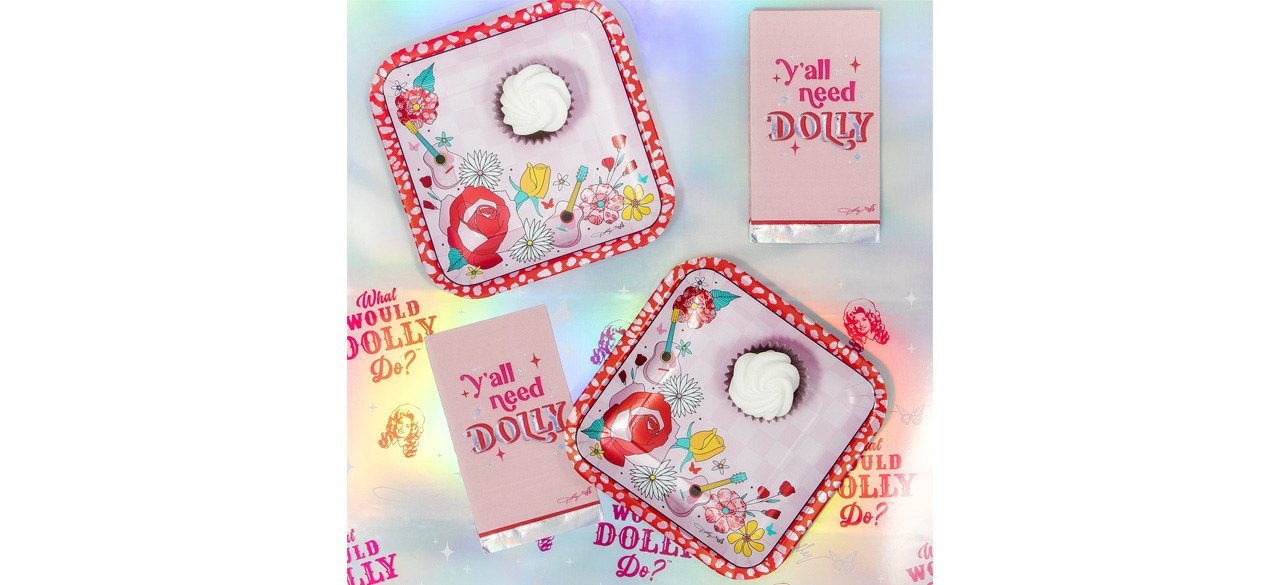 Dolly Parton Pink and Silver Foil "Ya'll Need Dolly" Guest Towels