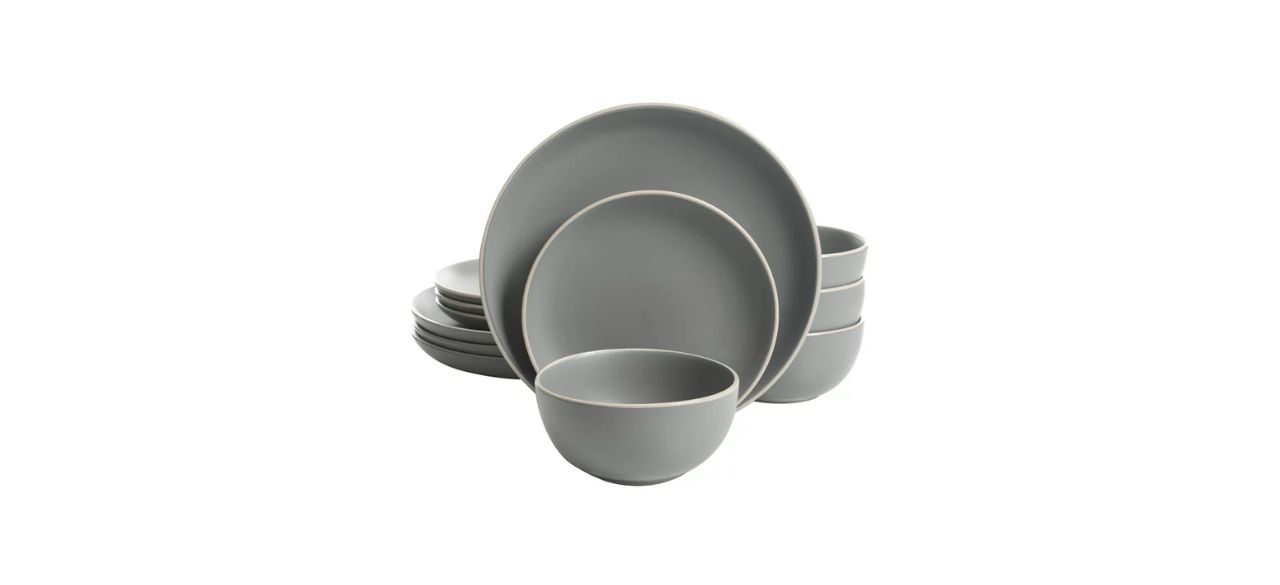 Better Homes & Gardens Zuri Matte 12-Piece Dinnerware Set in gray