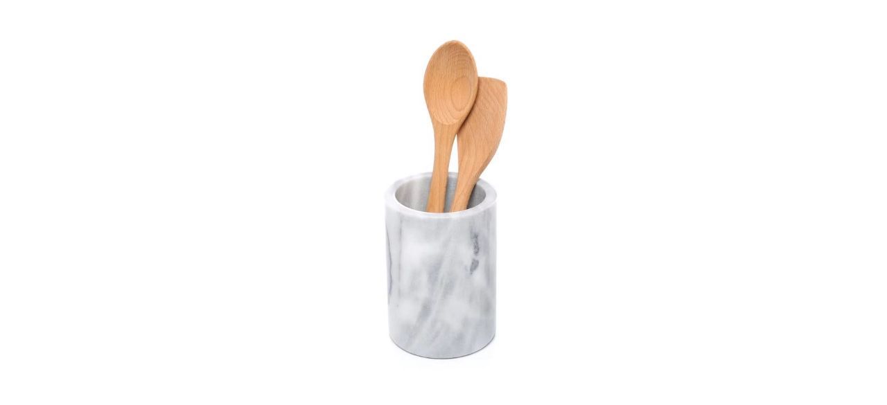 NSA Kitchen Marble Utensil Holder for Countertops Holds Wooden Utensils