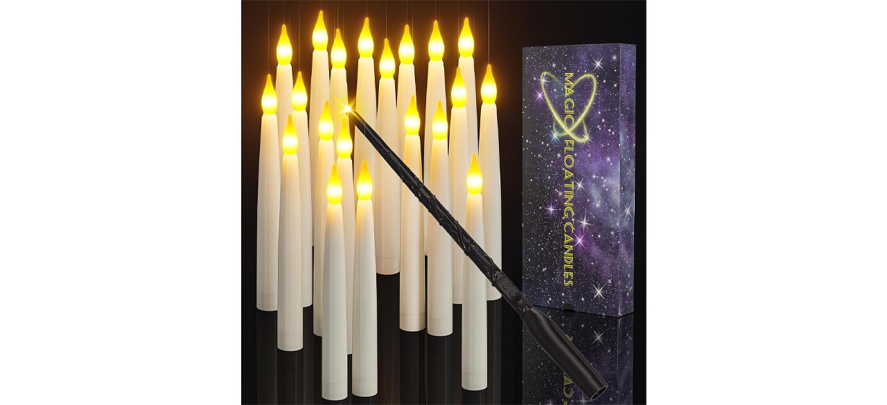 PChero Flameless Taper Floating Candles With Magic Wand Remote