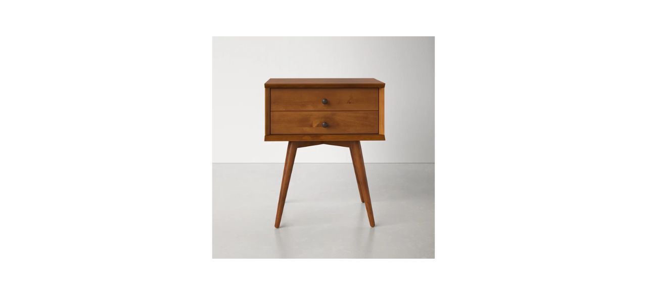 A small wooden nightstand with a drawer