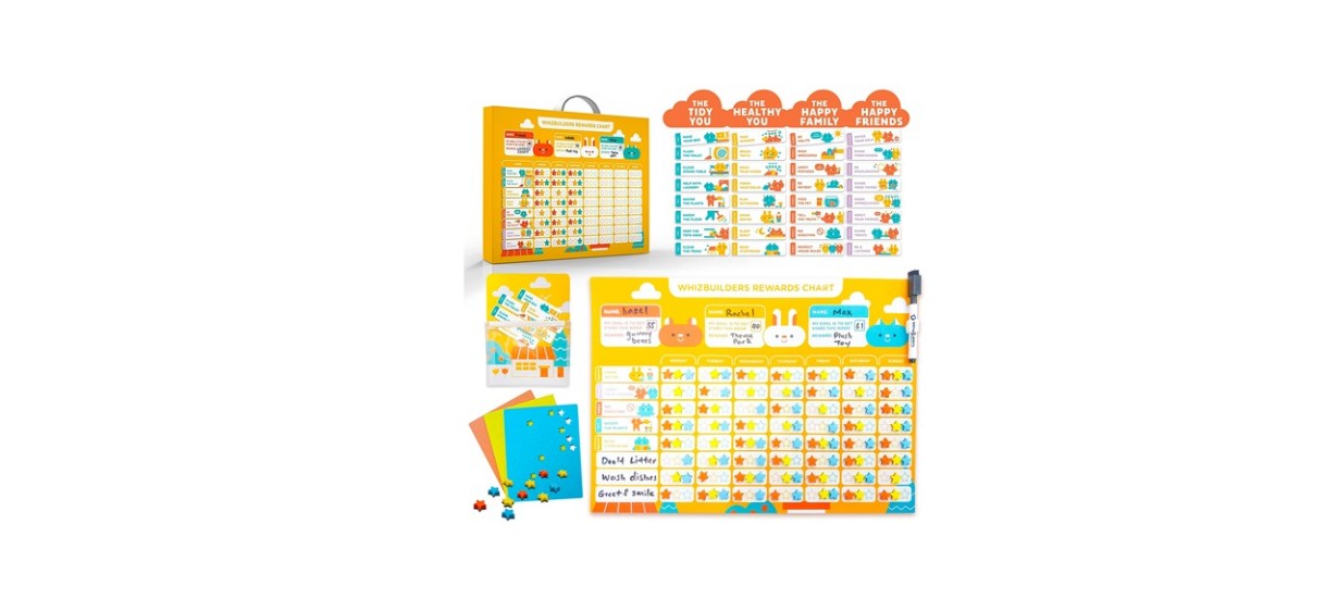 WhizBuilders Behavior Chore Reward Chart for Multiple Kids