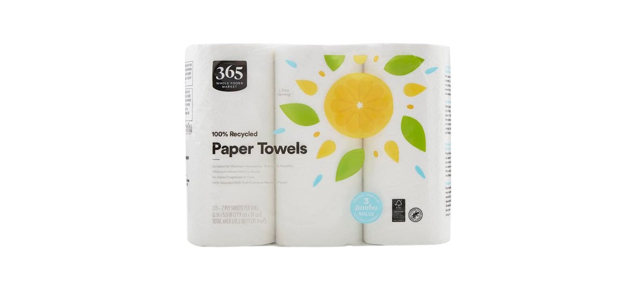 Paper towels on white background