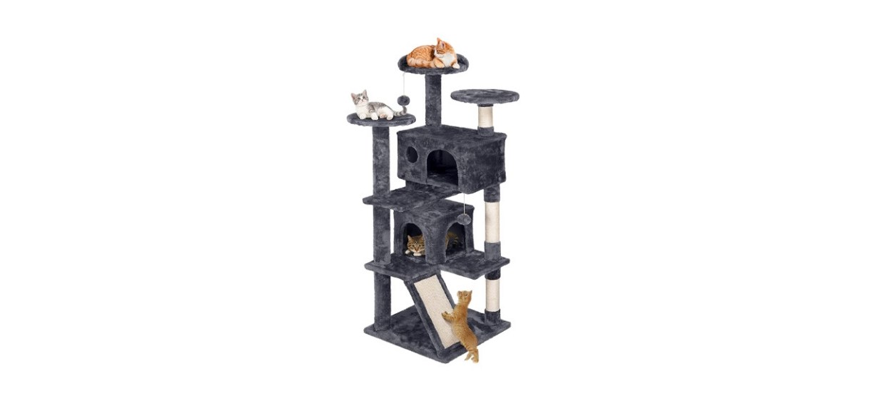 Yaheetech 55-Inch Plush Cat Tree &amp; Condo