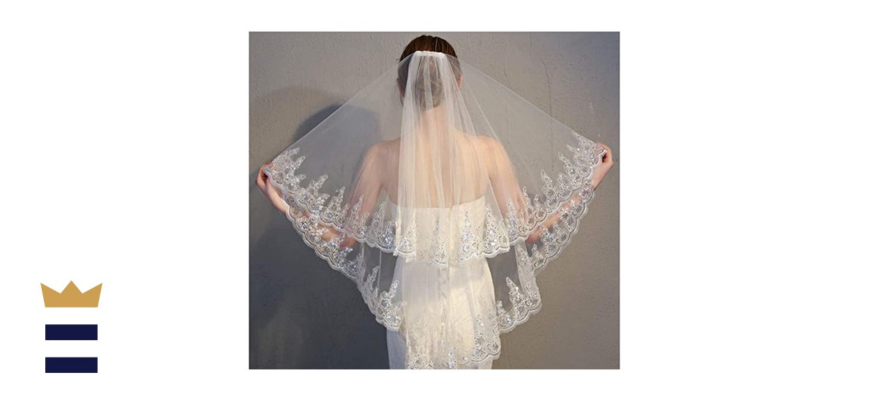 Yalice Sequins Edge Bride Wedding Veil