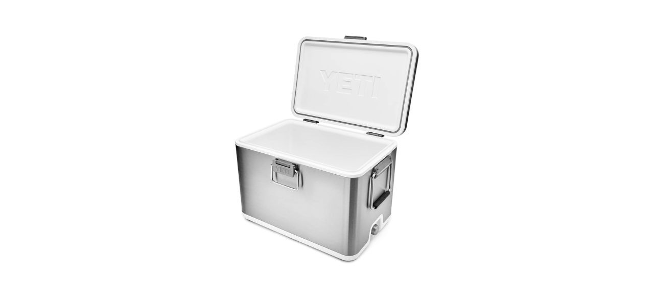 YETI V Series 55, Stainless Steel Vacuum Insulated Hard Cooler in silver color