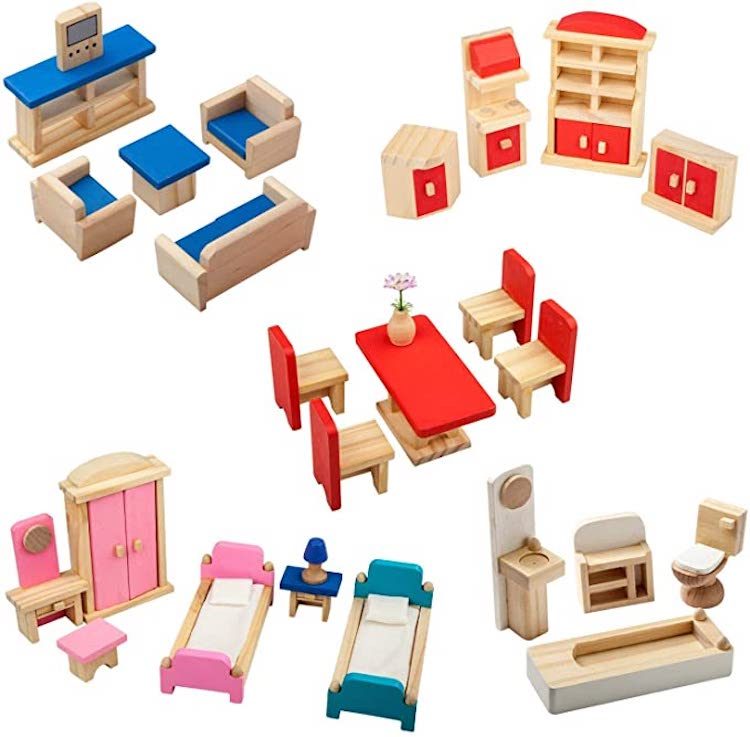 Giragaer Five Set Wooden Dollhouse Furniture
