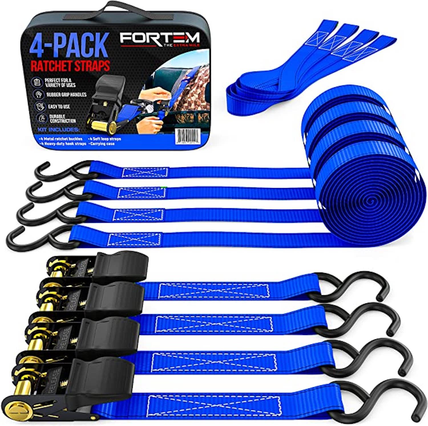 Fortem Ratchet Tie-Down Straps, 8-piece set