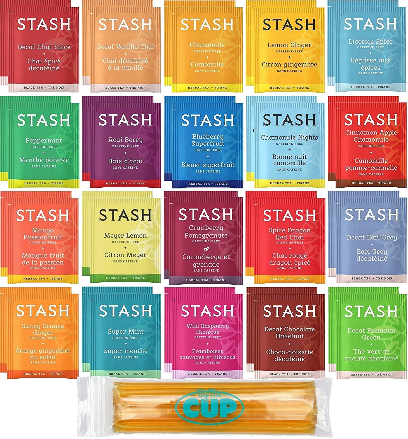 Stash Herbal &amp; Decaf Tea Sampler - 40 Tea Bag, 20 Flavor Assortment