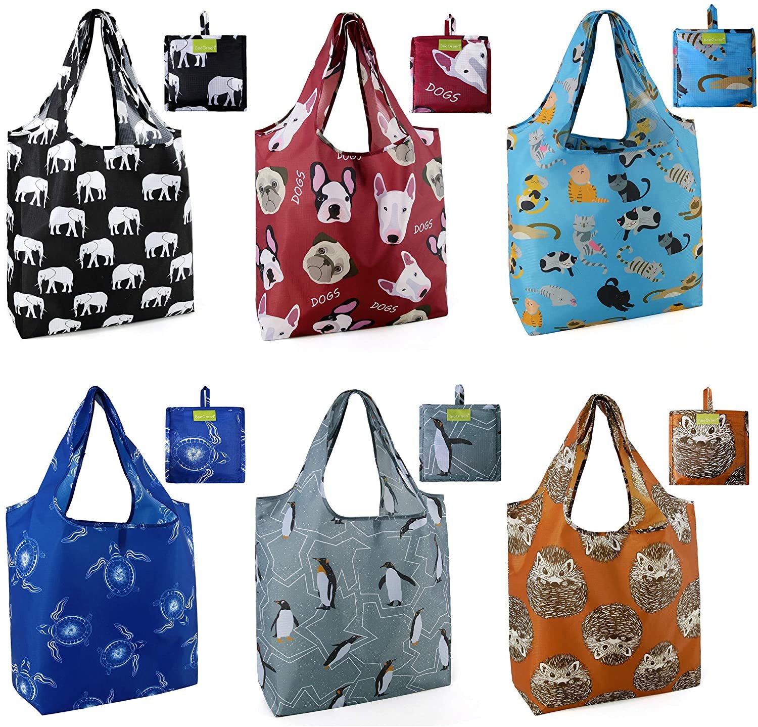 BeeGreen Reusable Foldable 6 Pack Shopping Bags