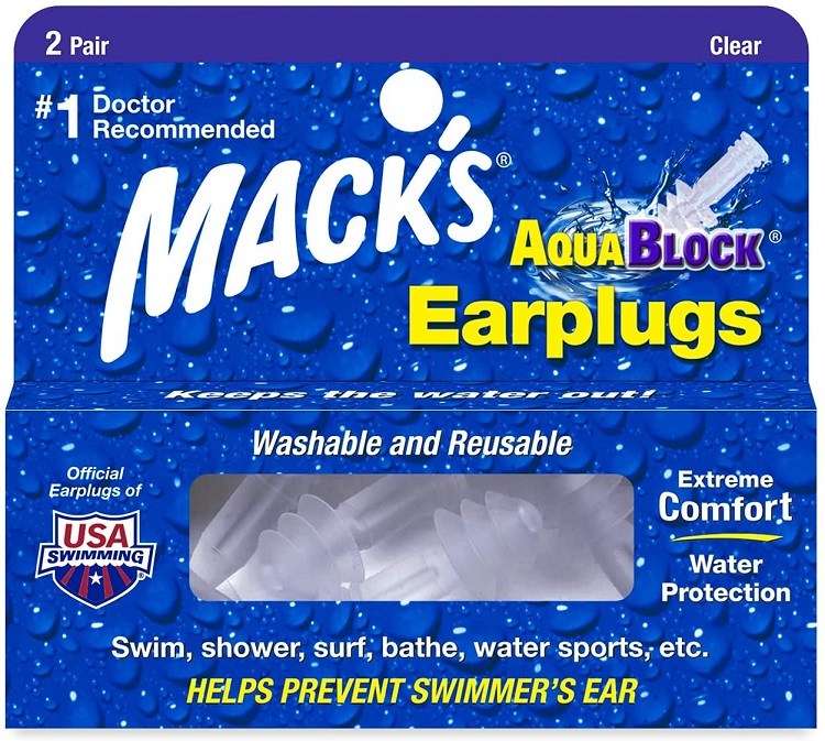 Mack's 2-Pack AquaBlock Clear Earplugs