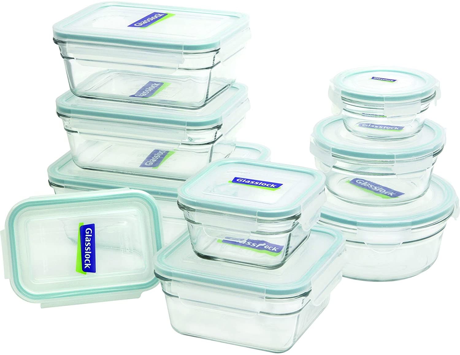 Razab HomeGoods extra large & assorted sizes glass food storage containers  with airtight lids 10 pc [5 containers with lids] microwave/oven/fre