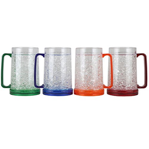 Drinking Double Wall Gel Freezer Beer Mugs, Freezer Ice Mugs Cups