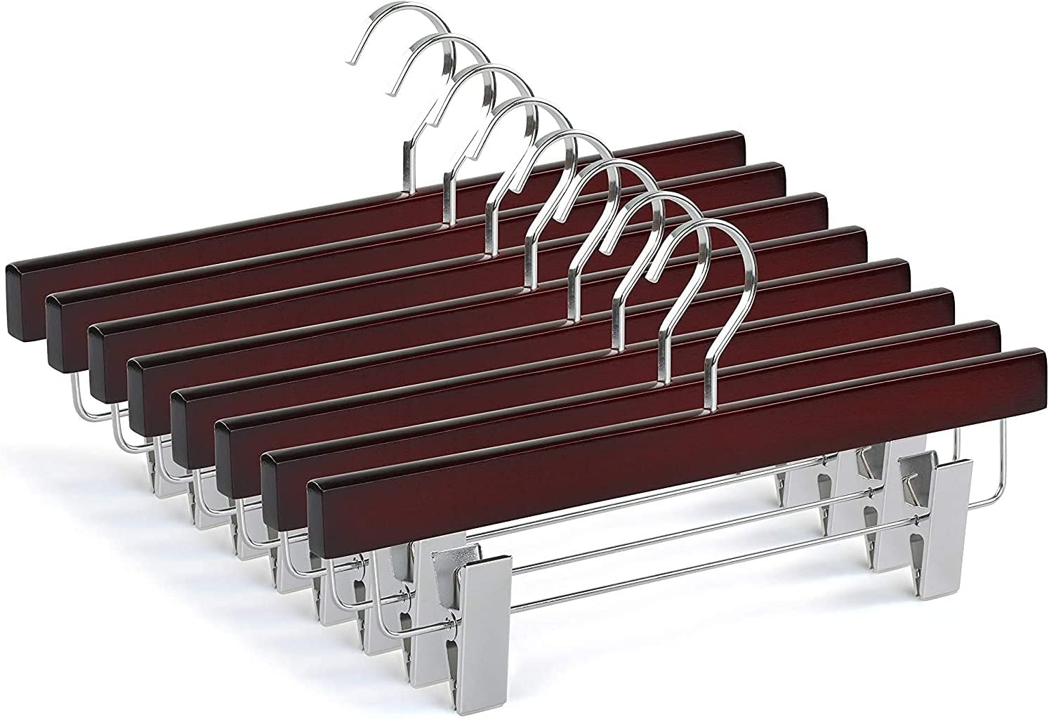 TOPIA HANGER 10-Pack Cherry Wooden Pants Hangers