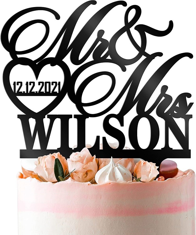 Be Burgundy Personalized Wedding Cake Topper