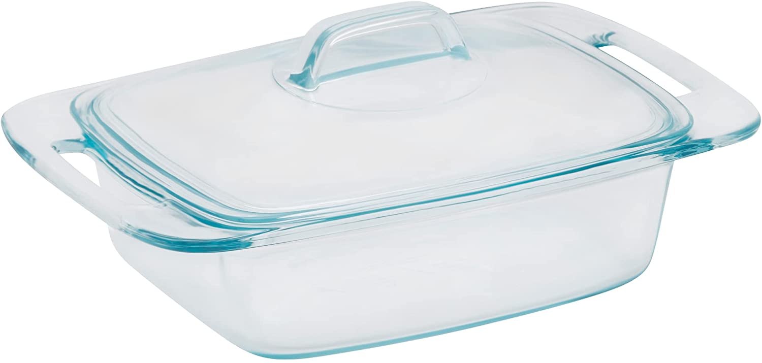 Pyrex Easy Grab 2-Quart Casserole Glass Bakeware Dish with Glass Lid
