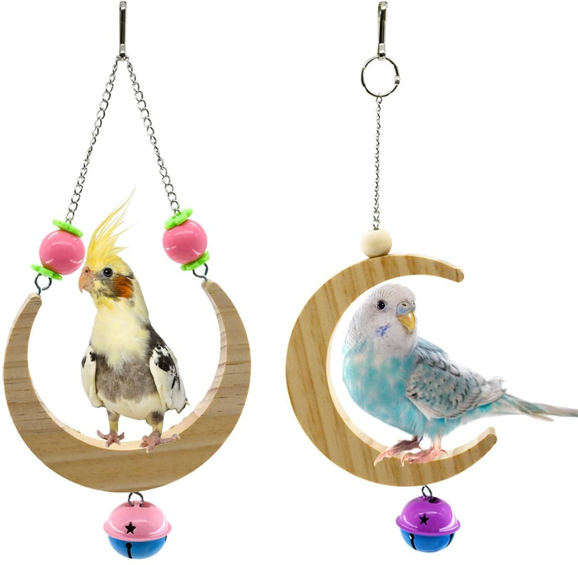 CooShou Natural Wood Swing with Bells
