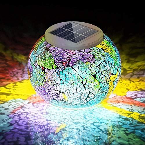 Pandawill Color-Changing Mosaic Solar-Powered Glass Globe