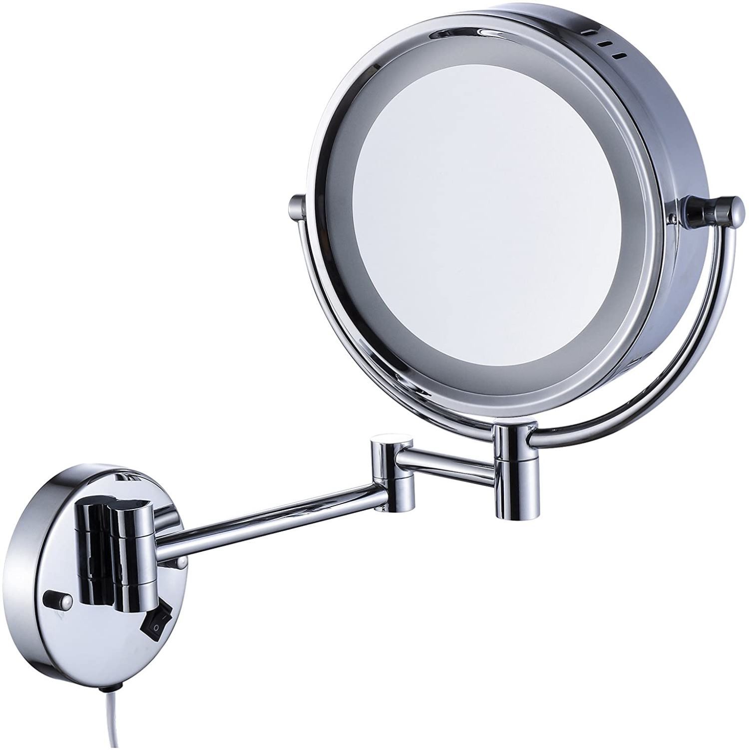 Jerdon HL65ND Halo Lighted 5X Magnifying Wall Mounted Mirror Matte Nickel  Direct Wired