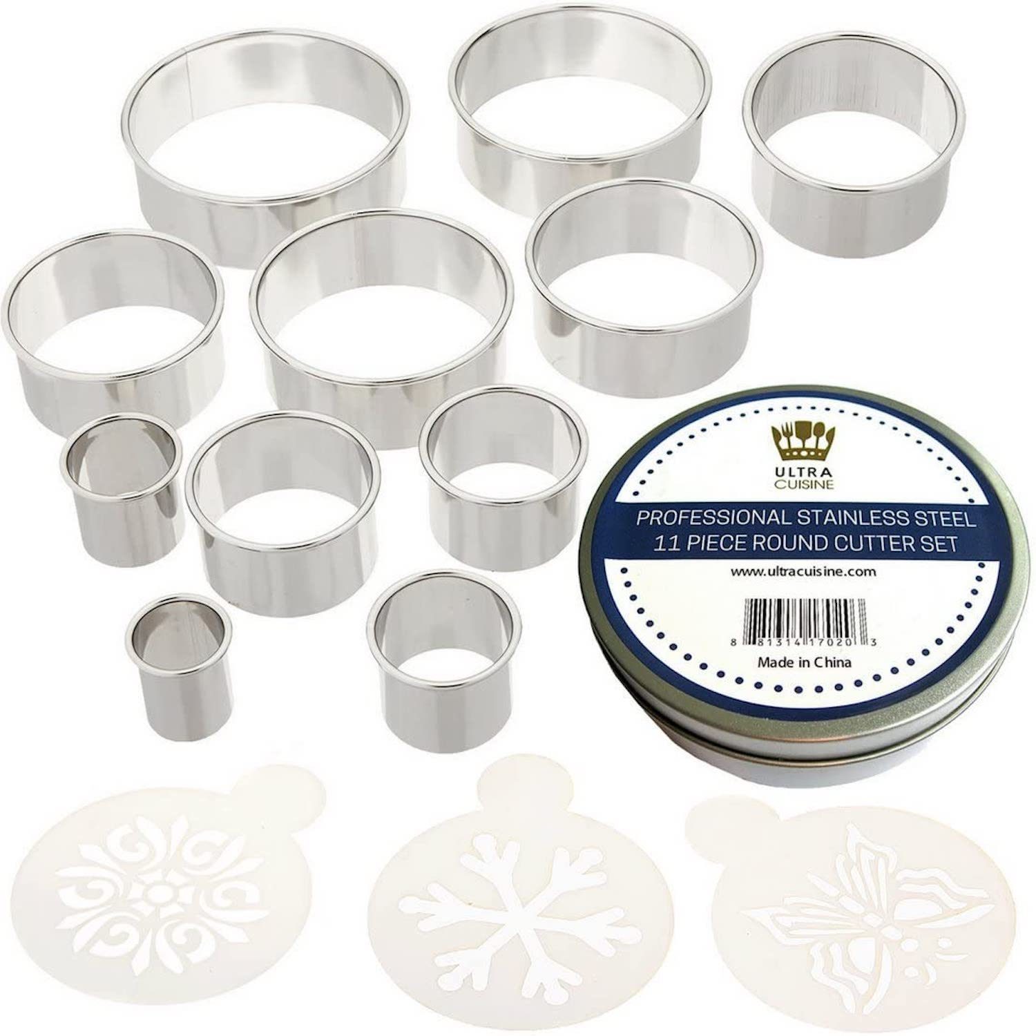 Ultra Cuisine 11 Piece Round Cookie Biscuit Cutter Set