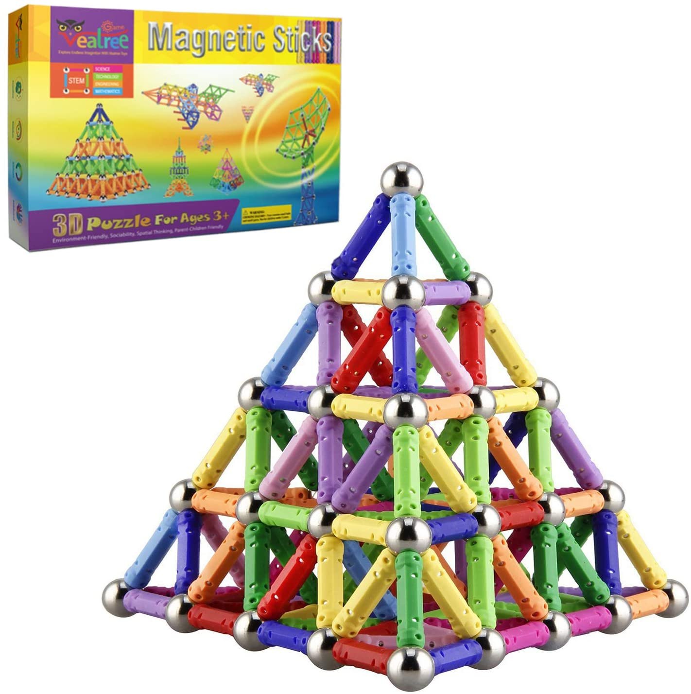 Veatree 160 Pcs Magnetic Building Sticks