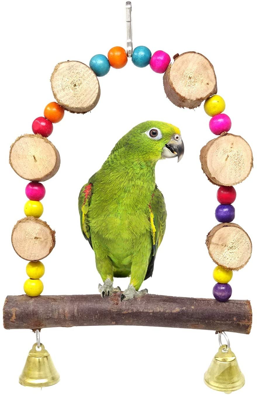 HONBAY Wooden Bird Swing Perch