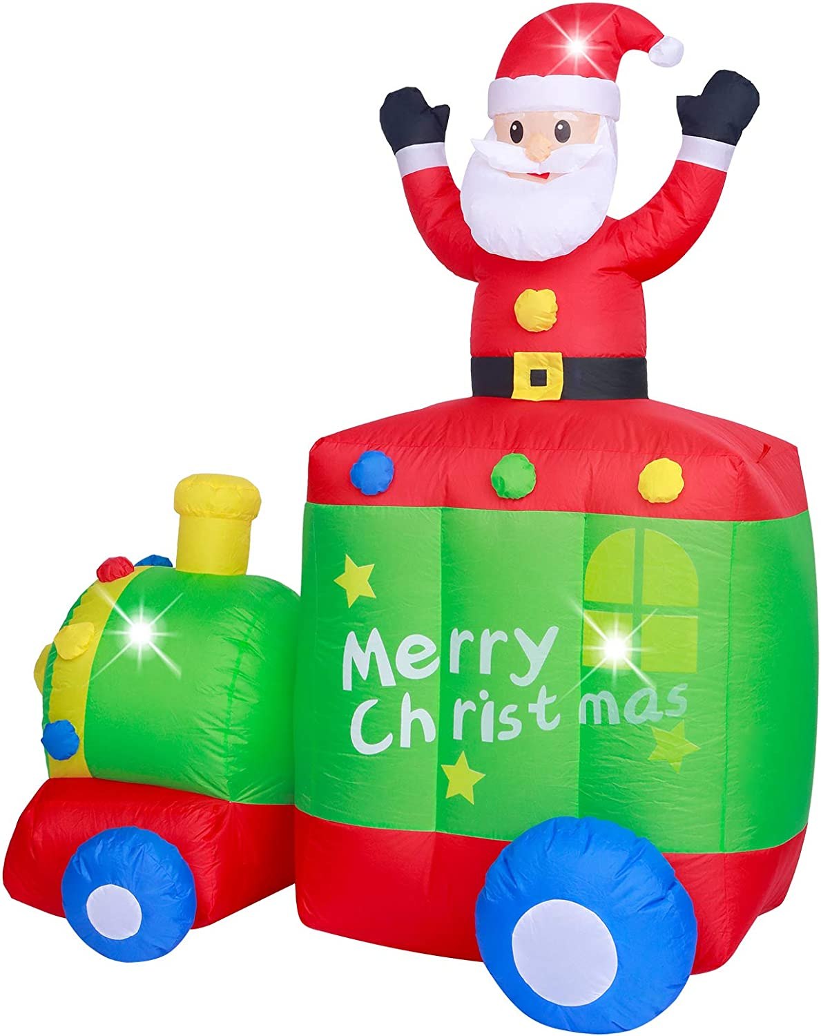 AsterOutdoor 6-Foot Christmas Santa Claus on Train