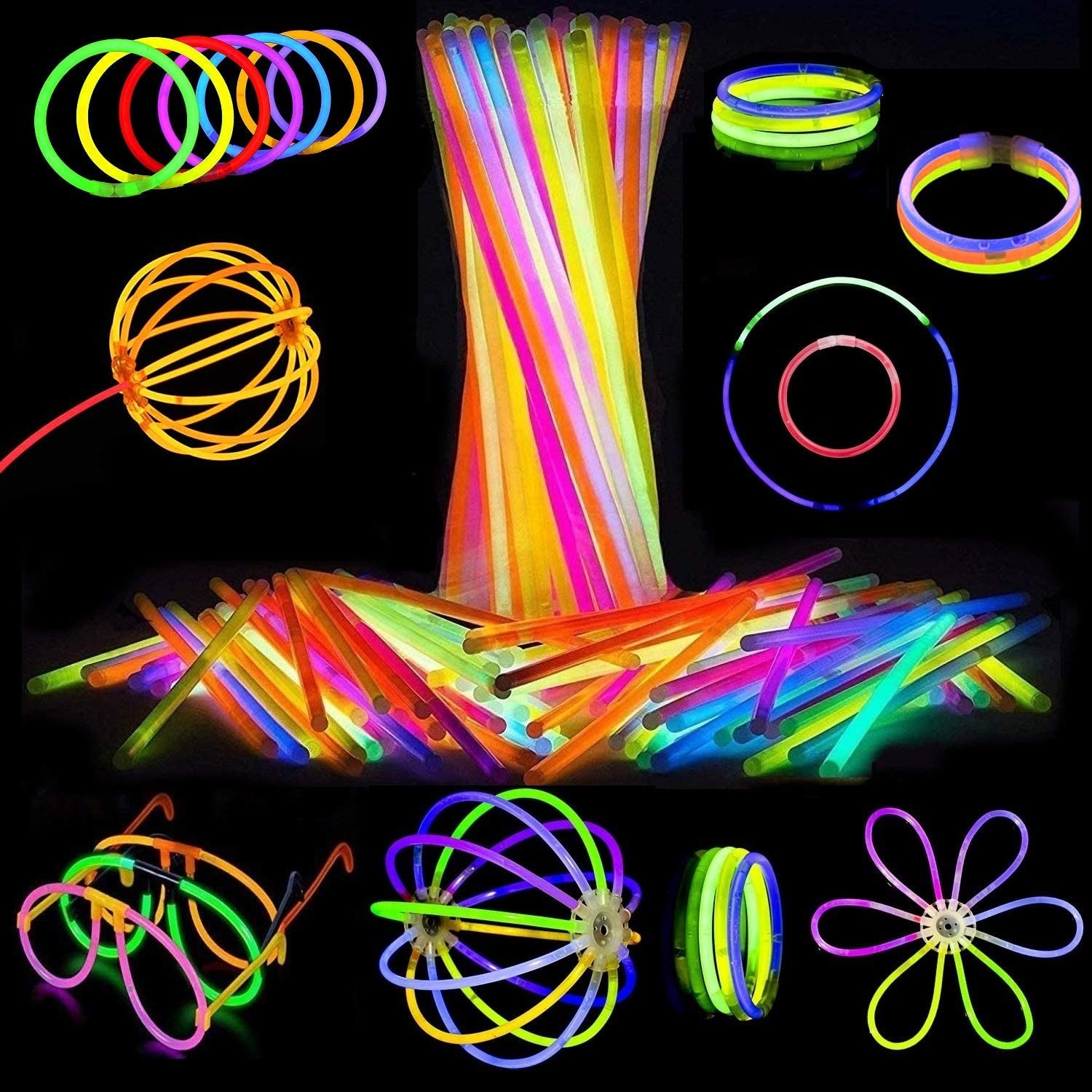 Glow Sticks Bulk 1000 Count - 8 Glow In the Dark Light Sticks - Party  Favors & Supplies for Camping, Raves & Birthday Parties 